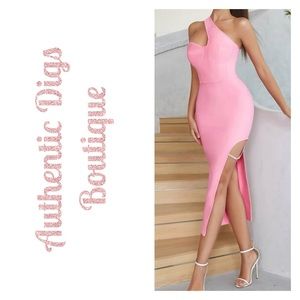 Pink bodycon midi formal dress